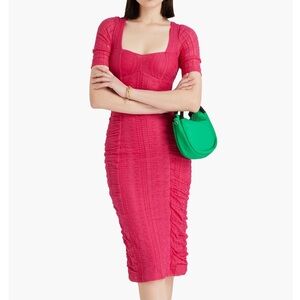 GANNI ruched jacquard-knit dress